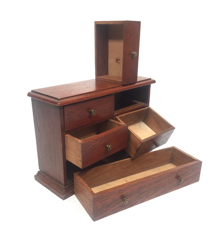 Antique Tabletop Wooden Small Chest of Drawers / Storage Box Cabinet c.1930