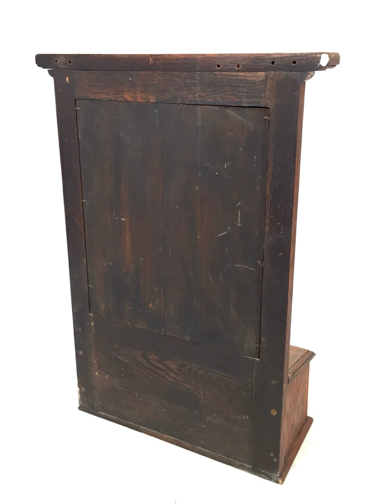 Antique Wooden Oak Entrance Hall Wall Mirror with Storage Box / Bathroom c.1930