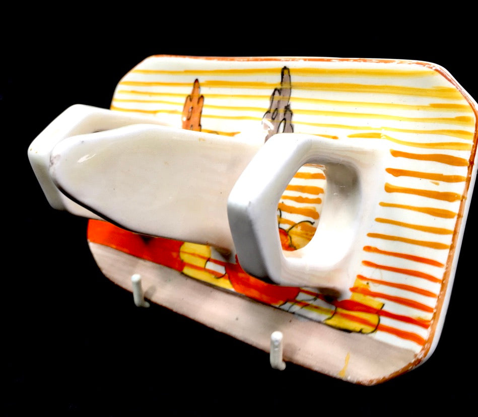 Clarice Cliff 1930s Capri 3 Bar Toast Rack / Art Deco Pottery c.1934