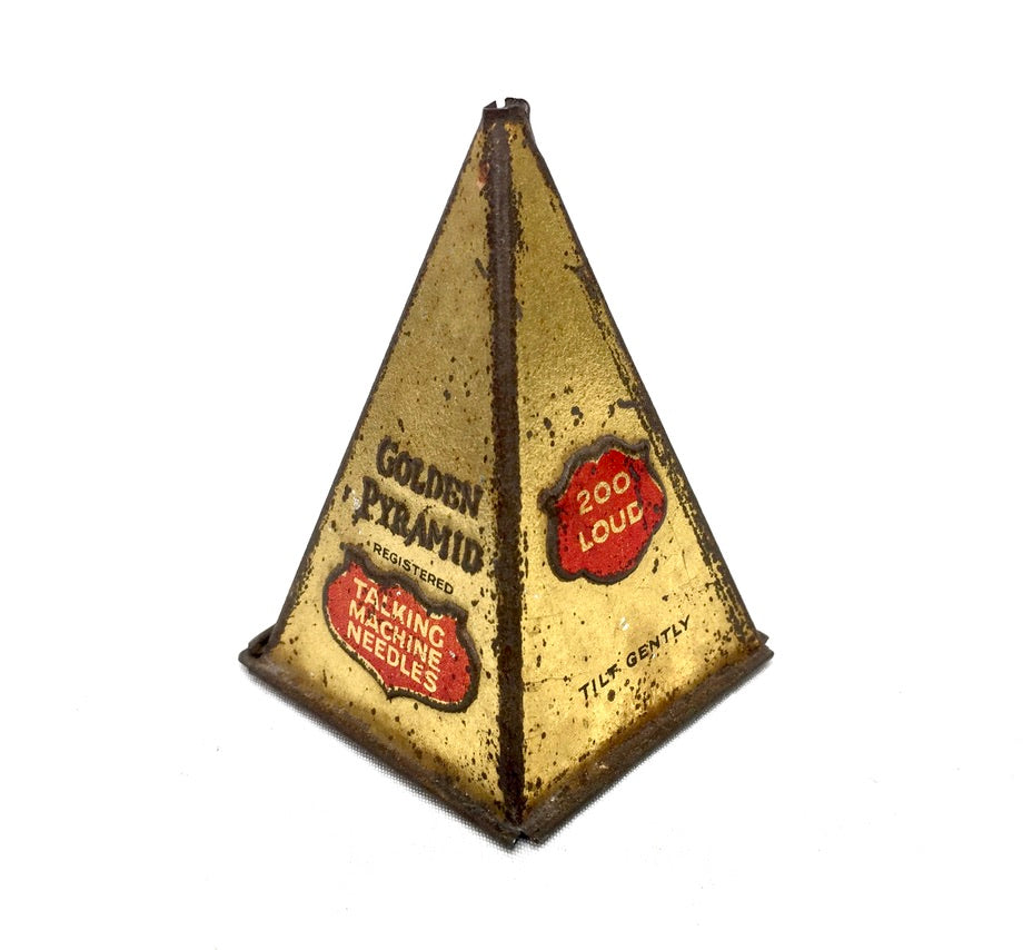 Antique Advertising - Golden Pyramid 200 Extra Loud Gramophone Needle Tin c.1920