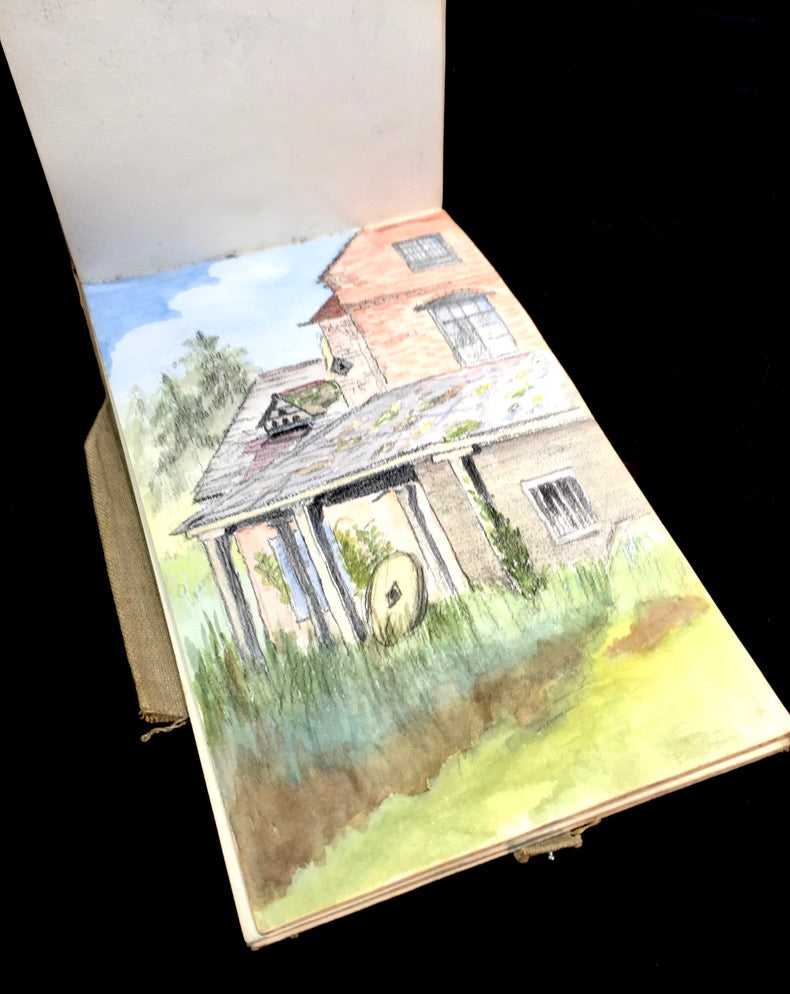 Antique 1920s Personal Artist Sketch Book Art Album Diary Drawings Watercolours