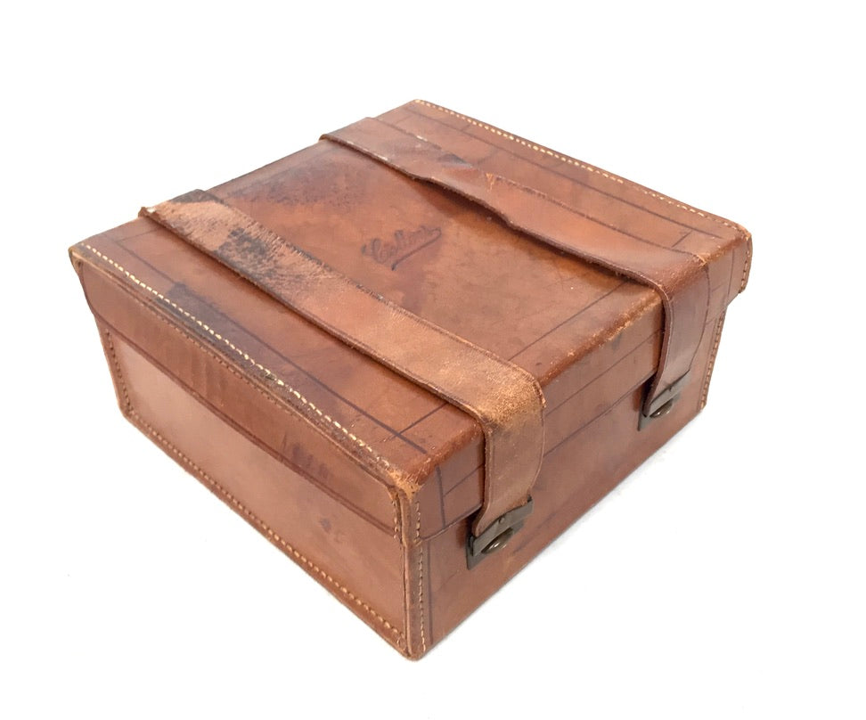 Antique Gentlemen's Leather Bound Collar Box and Stud Box with Contents c.1920
