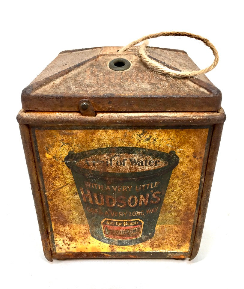 Antique Advertising - Hudsons Soap Shop Counter String Dispenser Tin 20th Century