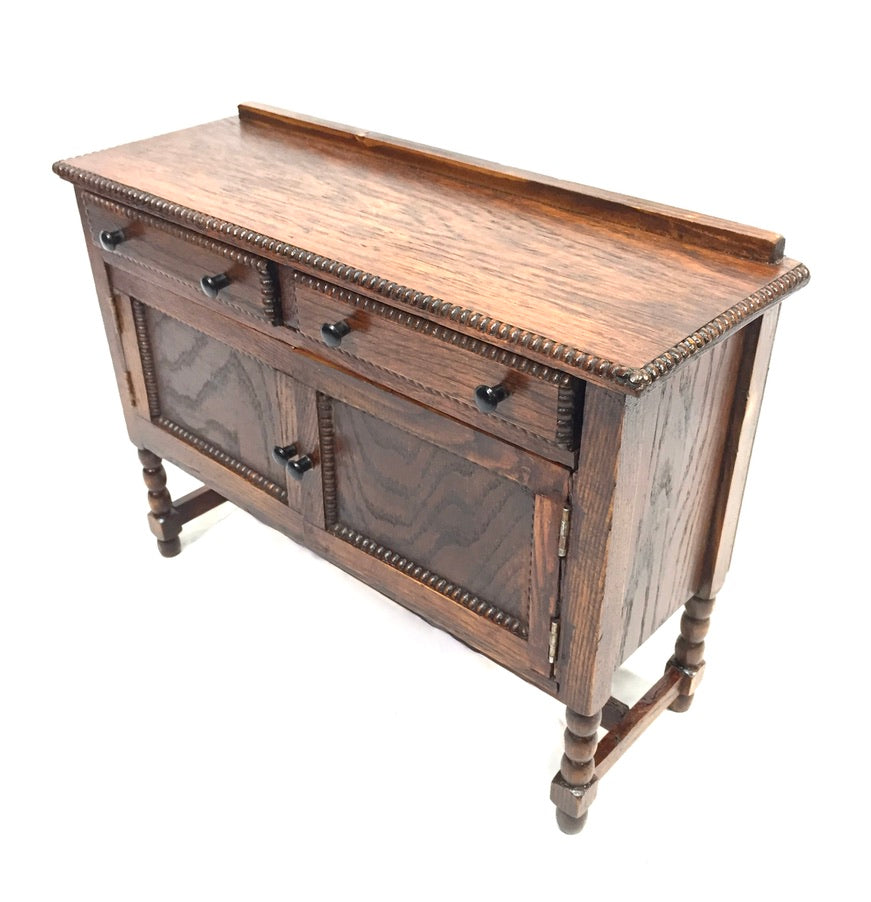 Antique Oak Wooden Miniature Apprentice Furniture Dresser Base / Cabinet / Box