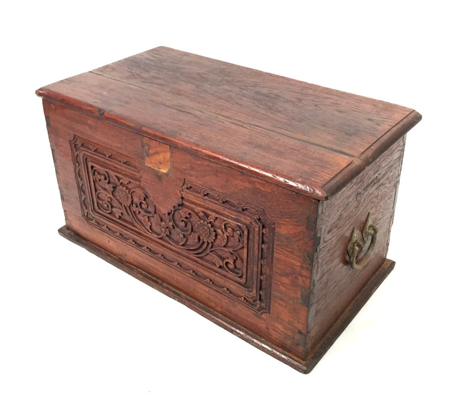 Antique Wooden Carved Blanket Box / Coffer Storage Chest Trunk / Indonesian
