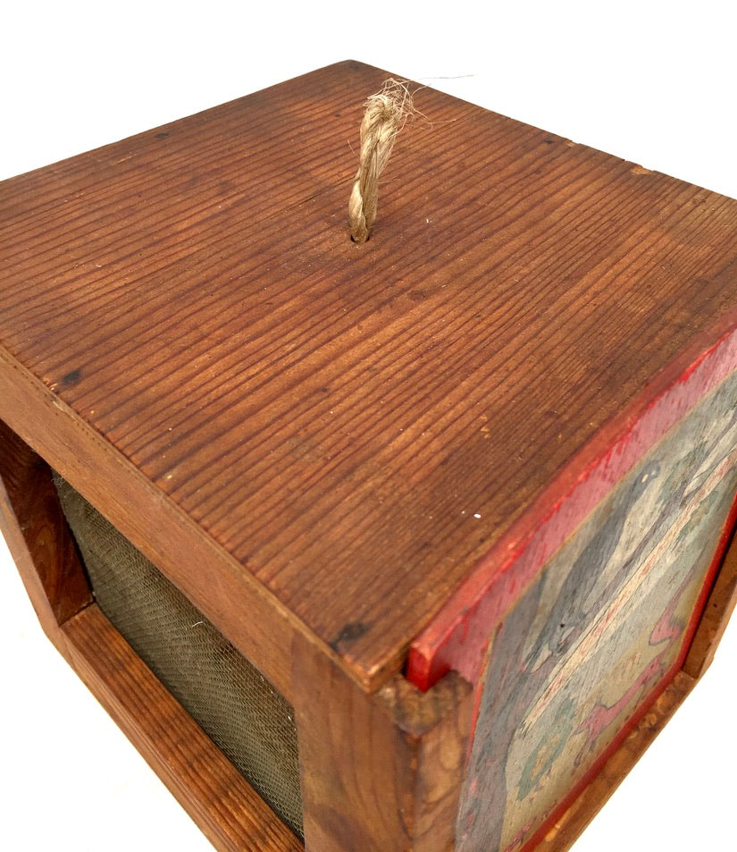 Antique Wooden Hand Painted French Cheese Box / Fromager / Garde Manger & Board