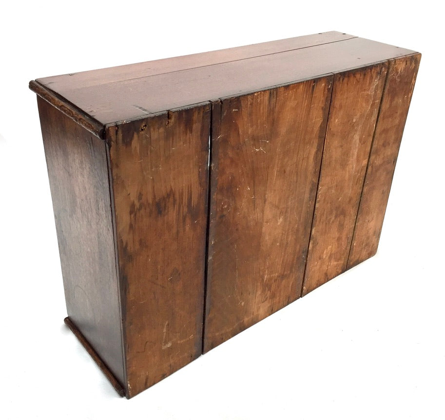 Antique Wooden & Glass Fronted Tabletop Cupboard / Wall Storage Box Cabinet