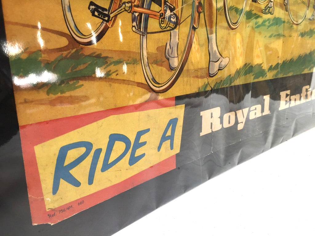 Antique Advertising - Early 20th Century Royal Enfield Bicycle Poster Sign c1930