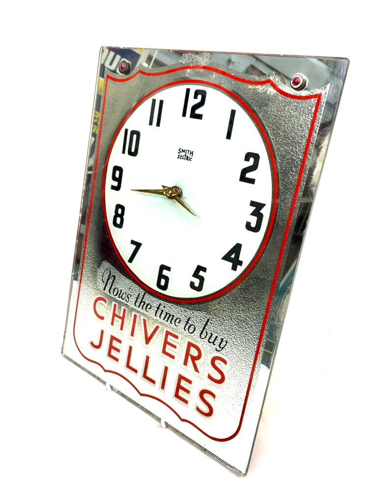 Antique Advertising - Chivers Jellies 1940s Smiths Electric Clock Sign / Working