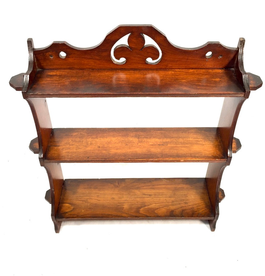 Antique Wooden Hand Carved Arts & Crafts Wall Hanging Peg Display Shelf & c1930s