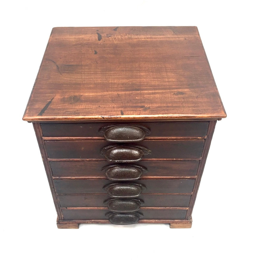 Antique Tabletop Wooden Chest of Collectors Drawers / Printers Storage Box c1900