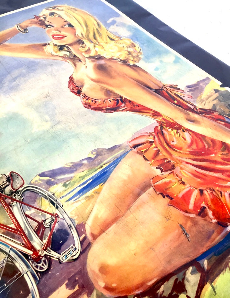 Antique Advertising - 20th Century Phillips Cycles Promotional Poster Sign c1950