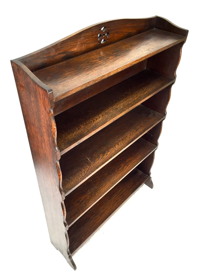 Antique Wooden Solid Oak Bookcase / Book Shelf Display Rack Freestanding c1930