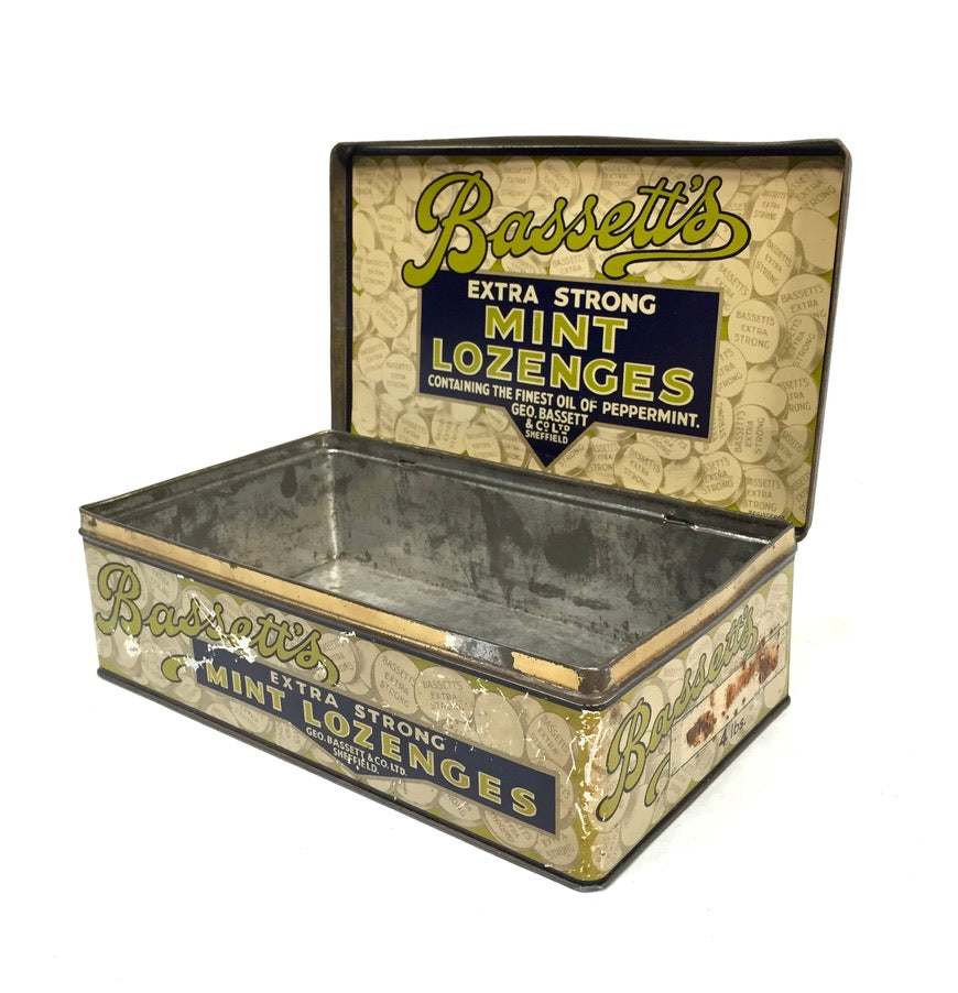 Antique Advertising - Bassets Mint Lozenges Confectionery Shop Display Box Tin