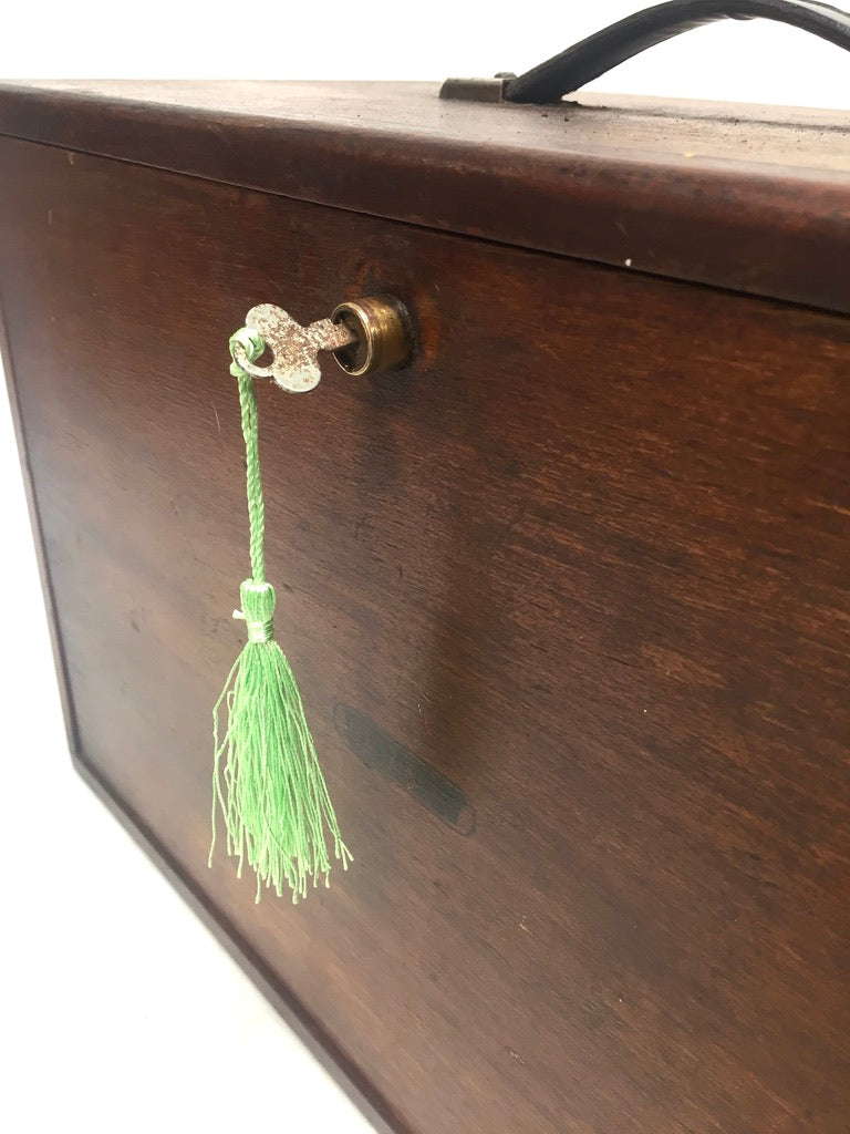 Antique Wooden Union Engineers Toolbox / Tool Box Collectors Cabinet with Key