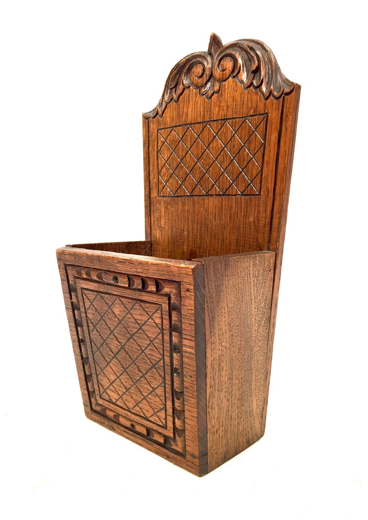 Antique Wooden Tabletop / Wall Hanging Wooden Candle Box Church Used c.1930