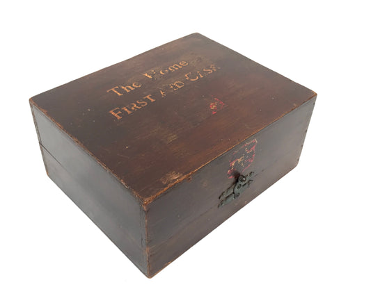 Antique Wooden Boots The Home First Aid Box & Full Contents Apothecary