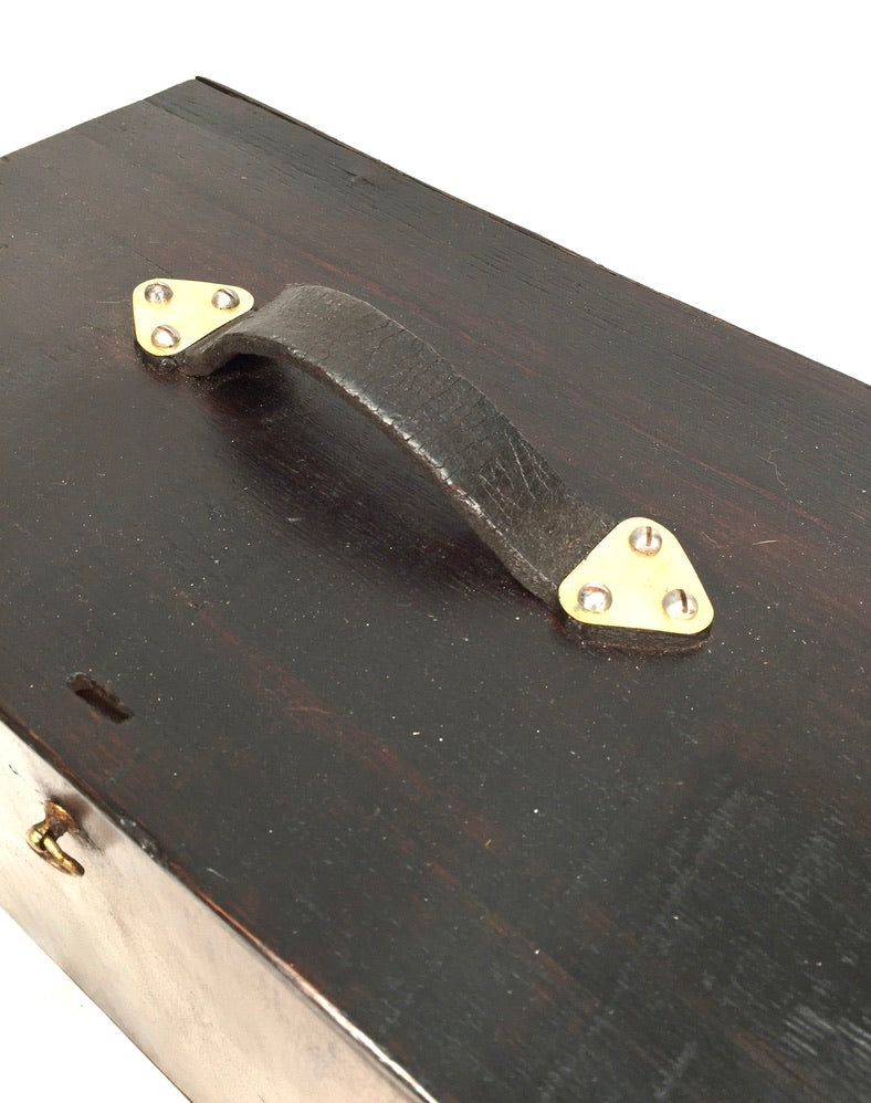 Antique Wooden Engineers Toolbox / Tool Box / Collectors Cabinet Storage Box