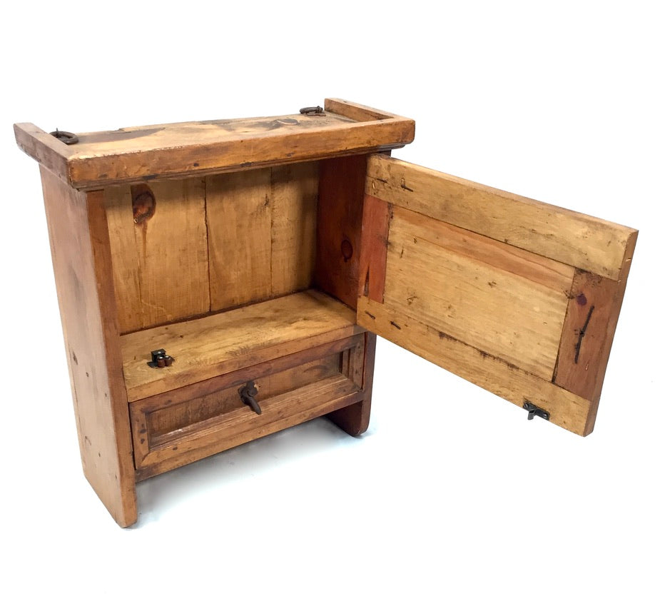 Vintage Wooden Tabletop Cupboard / Wall Hanging Storage Cabinet Box / Antique