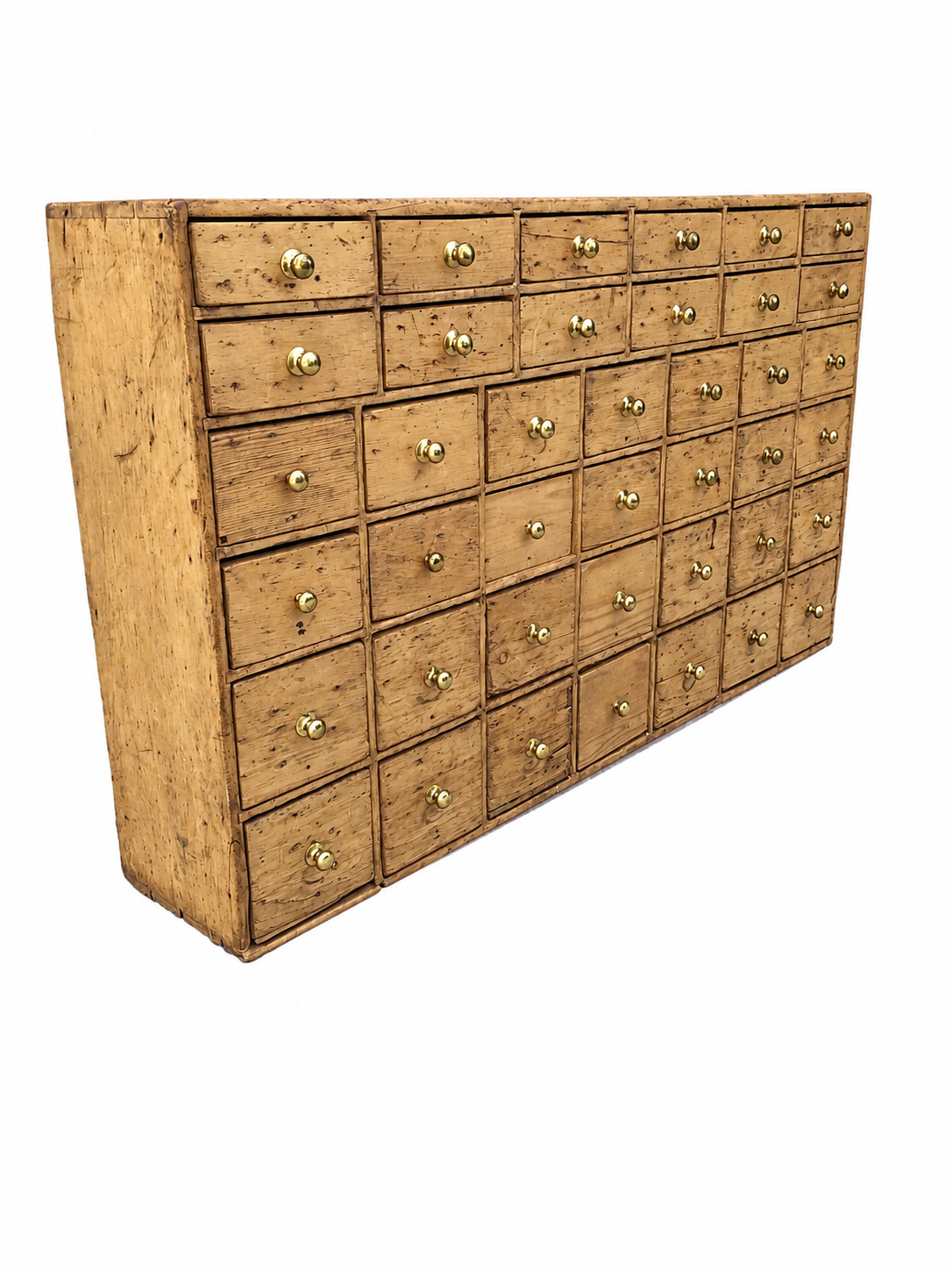 Antique 19th Century Large Wooden Pine Apothecary Style Chest of Drawers Cabinet