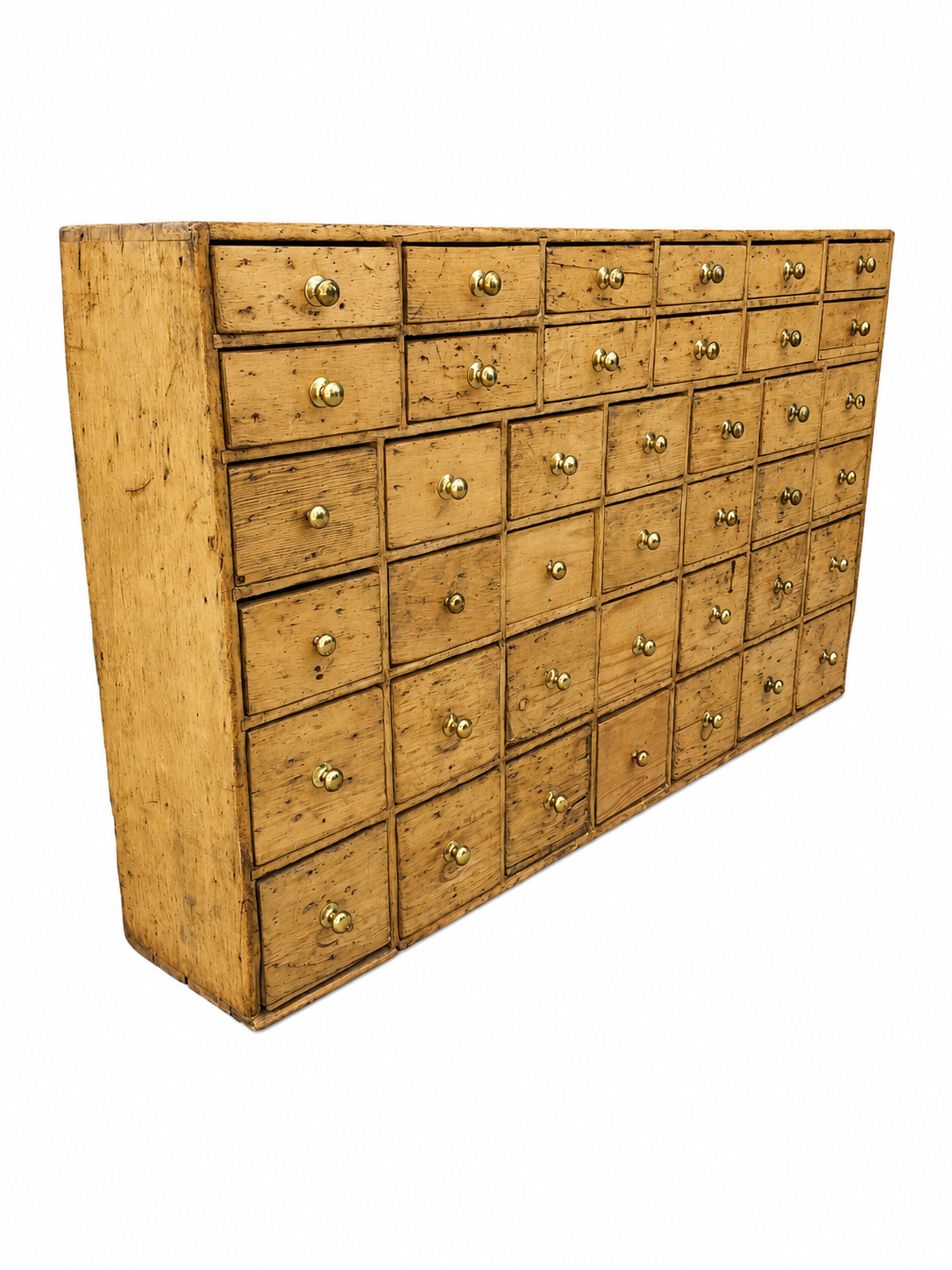 Antique 19th Century Large Wooden Pine Apothecary Style Chest of Drawers Cabinet