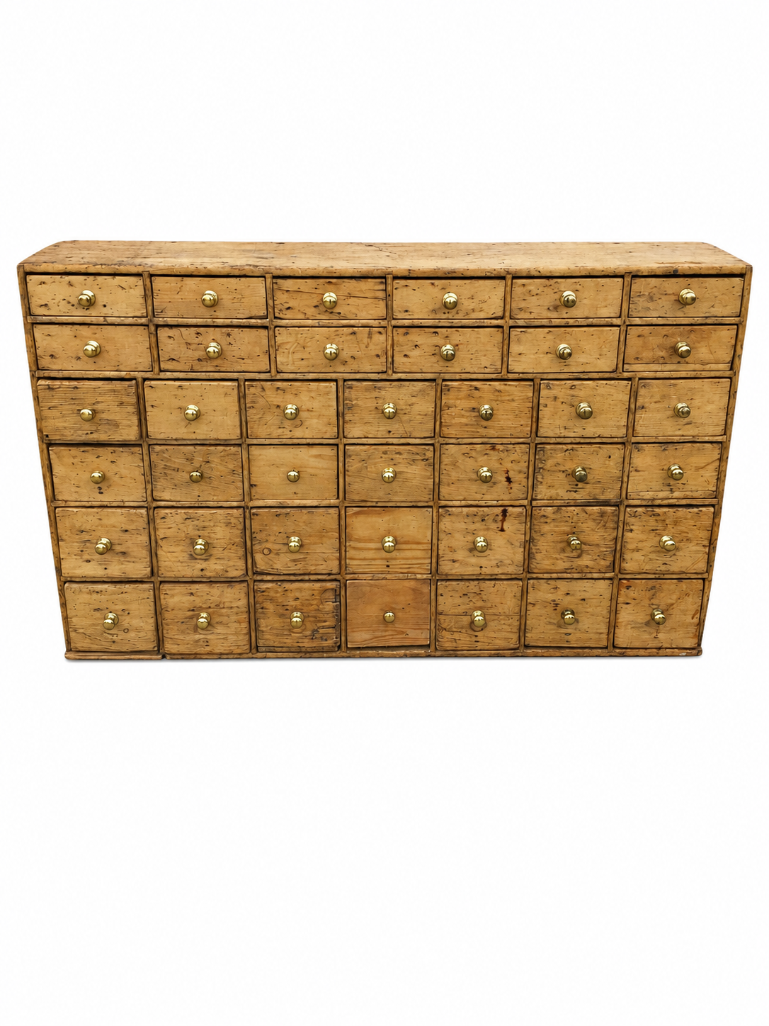 Antique 19th Century Large Wooden Pine Apothecary Style Chest of Drawers Cabinet