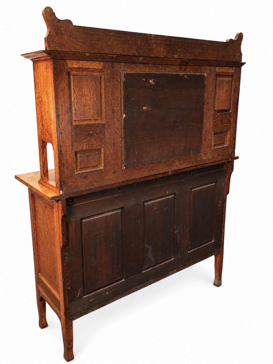 Antique Oak Wooden Arts & Crafts Dresser Storage Cabinet Cupboard with Key c1900