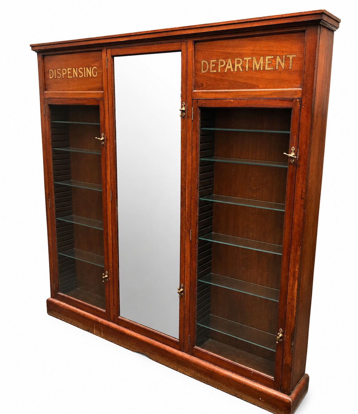 Antique Wooden & Glazed Large Apothecary Chemists Shop Dispensing Cabinet c.1930
