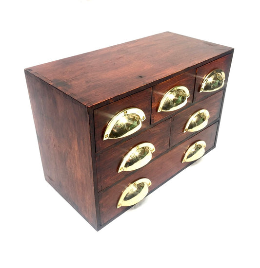 Vintage Wooden Tabletop Storage Drawers / Desktop Filing Cabinet Box c.1950