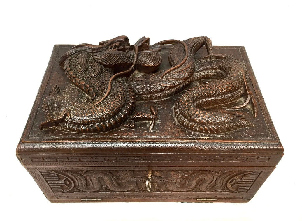 Antique Mahjong Game Carved Box / Bone & Bamboo Tiles / Mah Jong Game / Complete