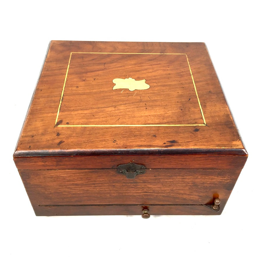 Antique Tabletop Wooden Walnut Cased Polyphon Music Box / Working Discs c.1901