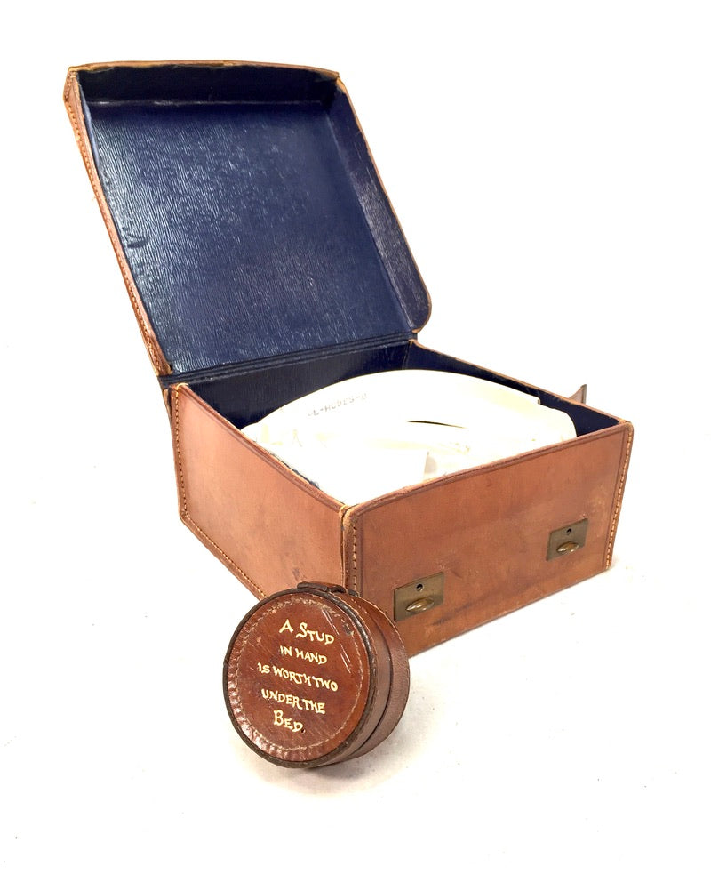 Antique Gentlemen's Leather Bound Collar Box and Stud Box with Contents c.1920