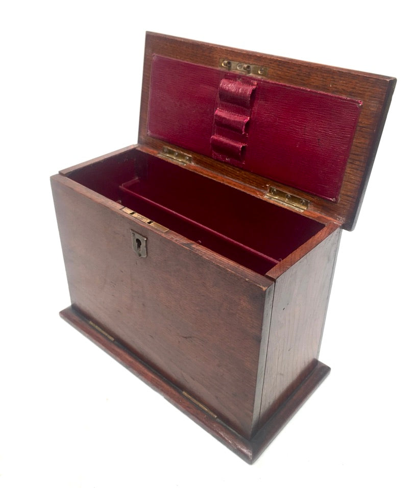 Antique Victorian Oak Wooden Desktop Stationery Box / Cabinet Writing Slope 1900