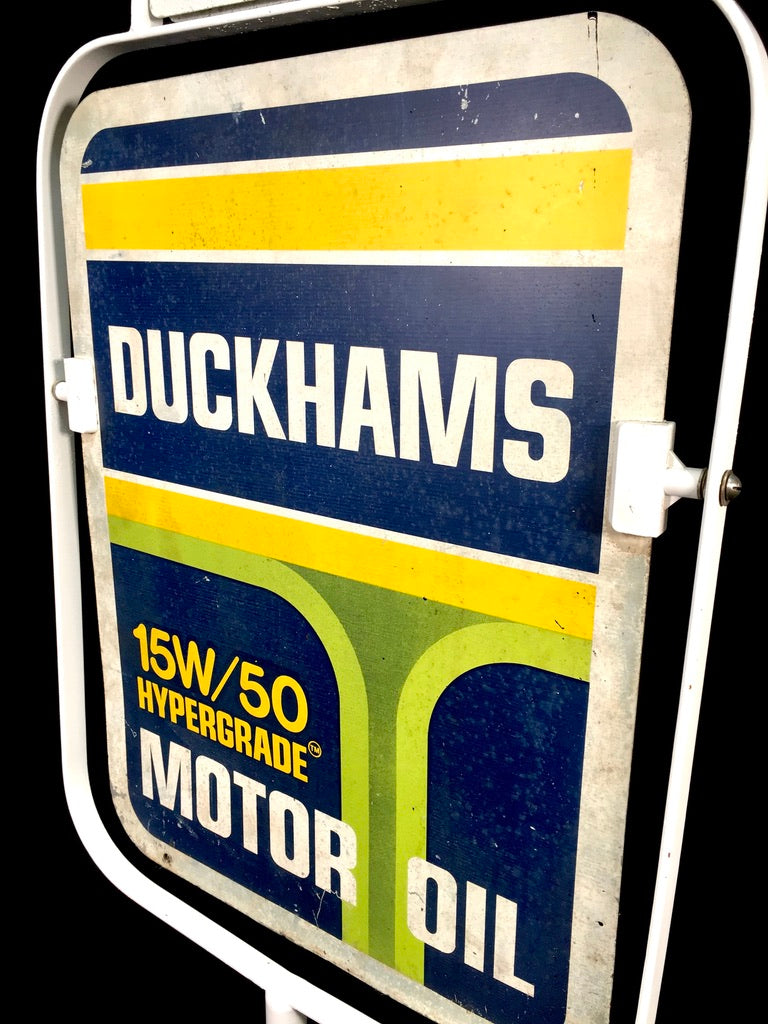 Antique Advertising - Vintage Duckhams Double Sided Garage Forecourt Swing Sign