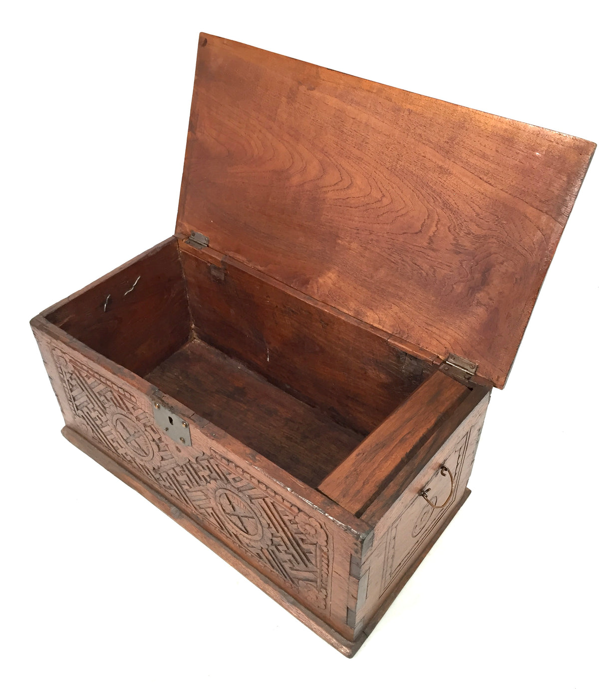 Antique Wooden Carved Blanket Box / Coffer Storage Chest Trunk c.1900