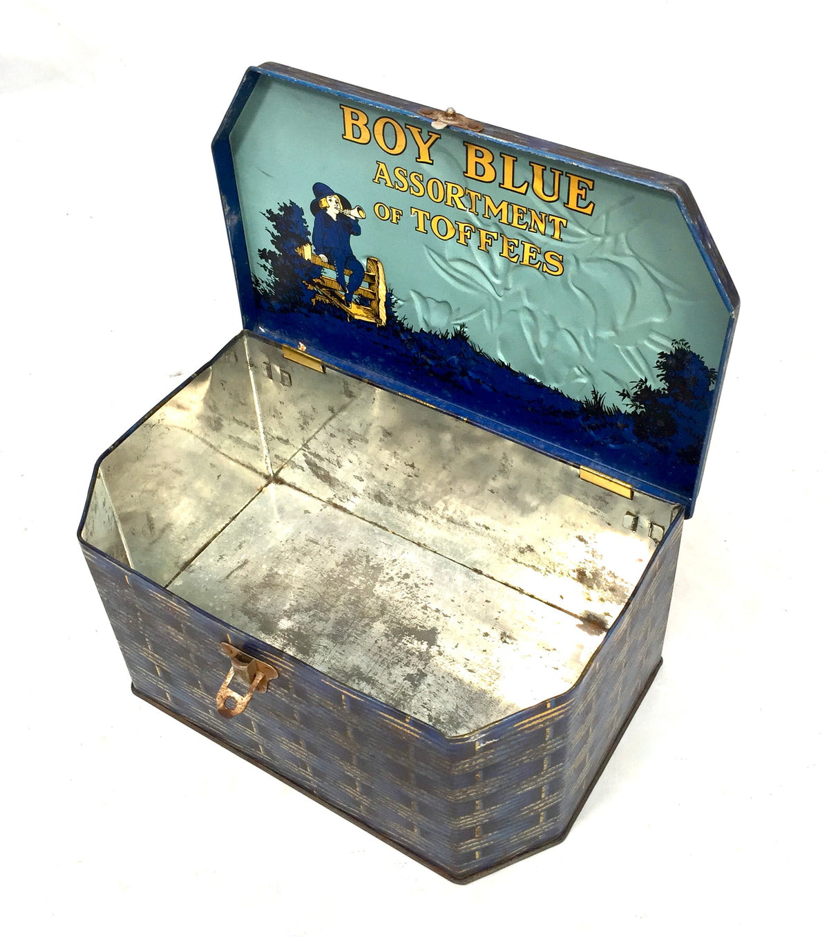 Antique Advertising 1930s Boy Blue Assortment of Toffees Tin by G.W. Horner & Co