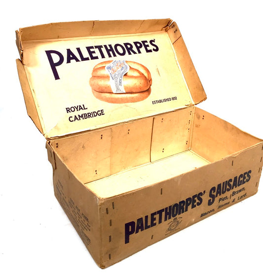 Antique Advertising Palethorpes Royal Cambridge Sausage Box Shop Display Crate