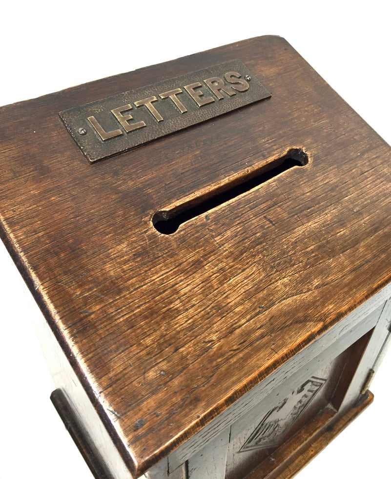 Antique Victorian Country House Wooden Letter / Post Box / Stationery c.1900