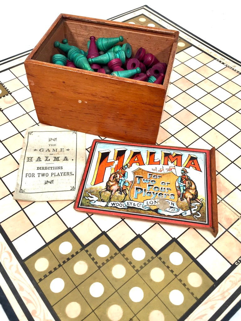 Antique 19th Century Halma Board Game Published by Woolley & Co London c.1890