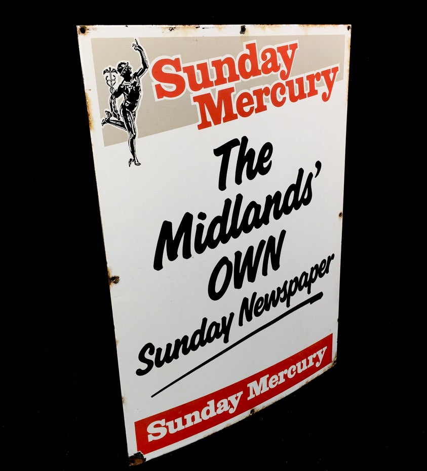 Antique Advertising - The Midlands Own Sunday Newspaper Enamel Sign / Large