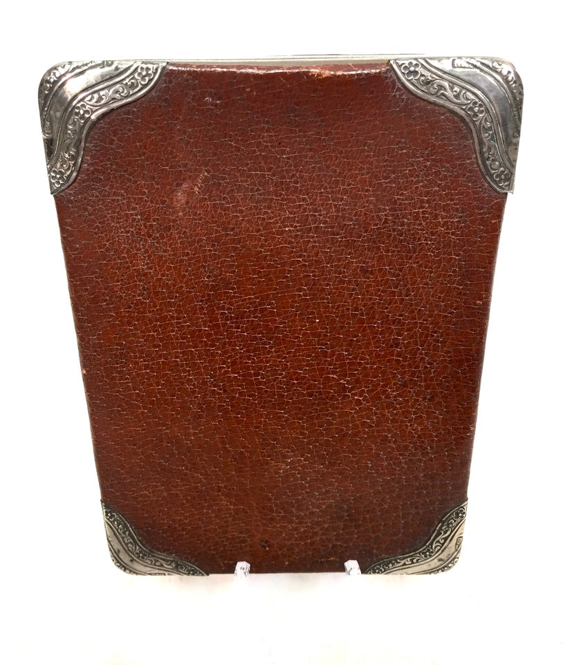 Antique Art Nouveau Silver Covered Leather Wallet Card Case Birmingham 1903