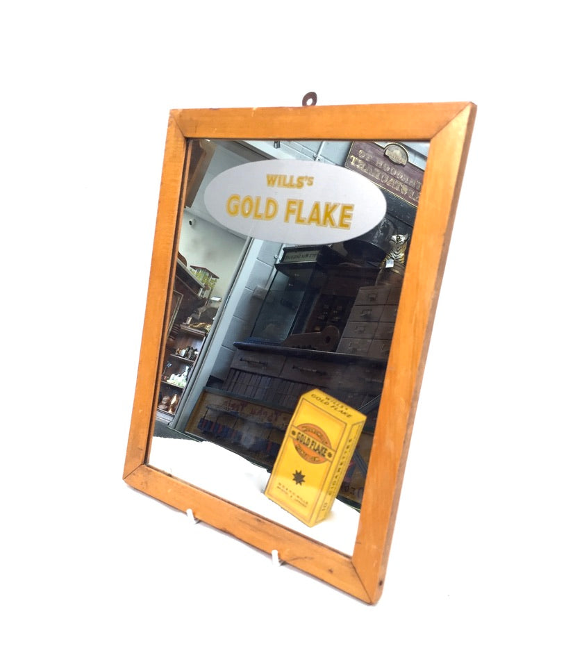 Antique Advertising - Wills's Gold Flake Honey Dew Cigarettes Oak Framed Mirror