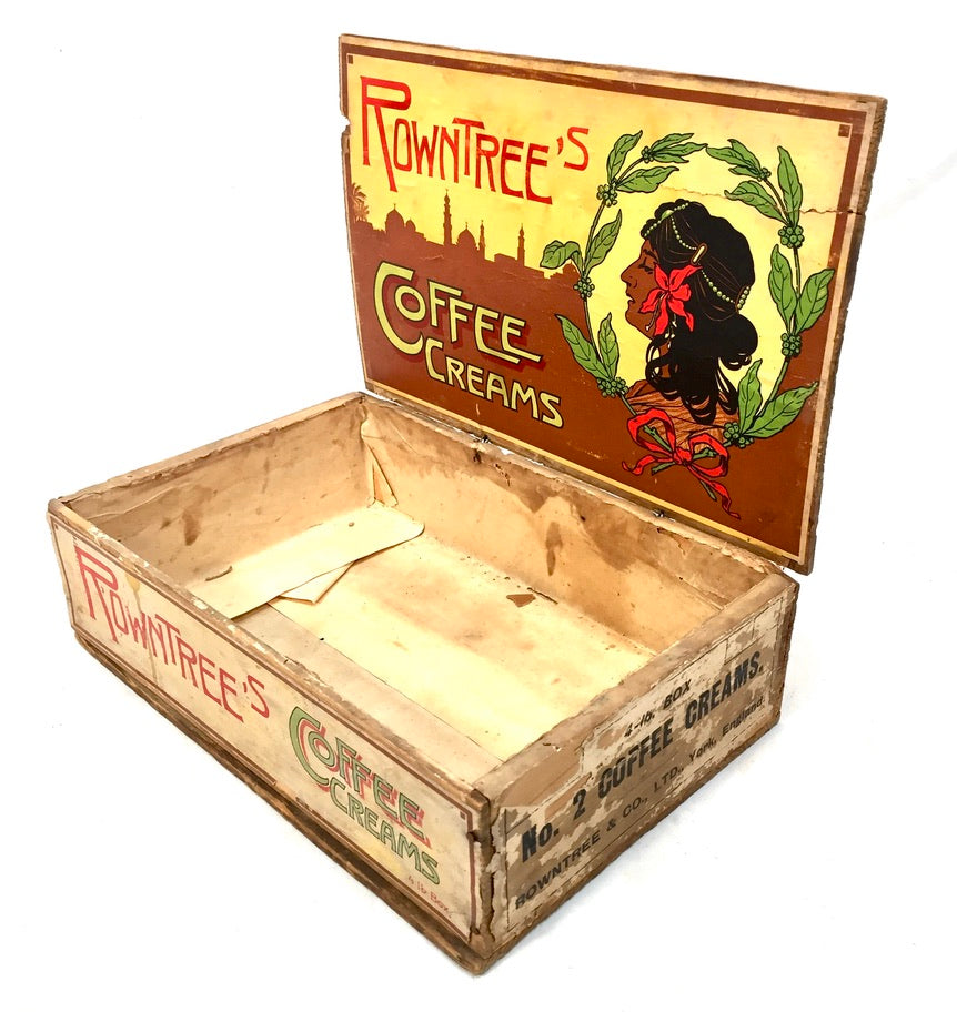 Antique Advertising - Rowntree's Coffee Creams Wooden Shop Counter Display Box
