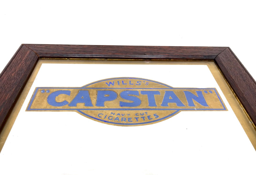 Antique Advertising - Wills's Capstan Navy Cut Cigarettes Oak Framed Mirror Sign
