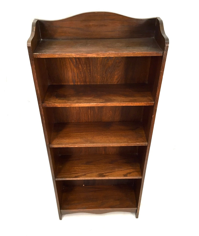 Antique Wooden Oak Bookcase / Book Shelf Display Rack Freestanding c.1950