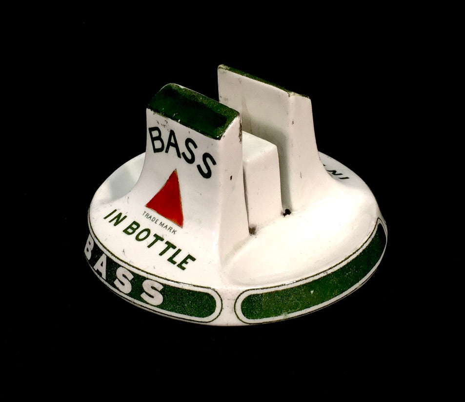 Antique Advertising Ceramic Bass in Bottle Match Box Holder & Striker - Mintons