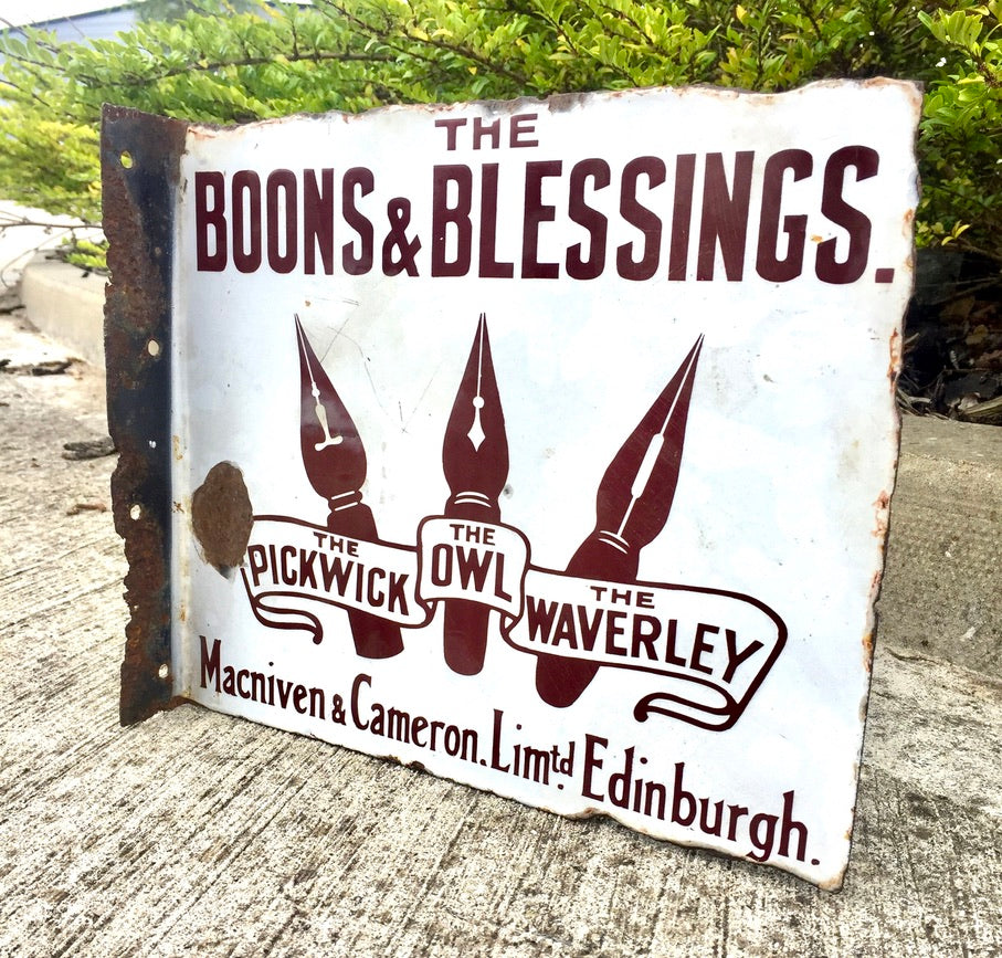 Antique Advertising - Waverley Pens Enamel Sign for Macniven & Cameron c.1910