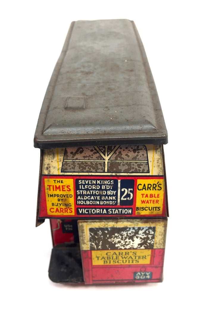 Antique Advertising Chad Valley Double Decker Bus Carr's Table Water Biscuit Tin