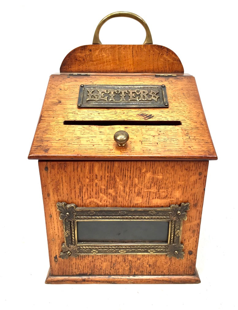 Antique Victorian Oak Country House Wooden Letter / Post Box / Stationery c.1900