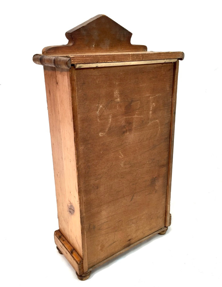Antique Tabletop Wooden Bamboo & Pine Miniature Cabinet Cupboard / Mirror c.1930